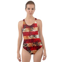 American Flag Usa Symbol National Cut-out Back One Piece Swimsuit by Celenk