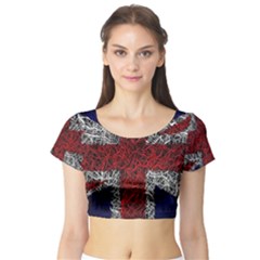 Union Jack Flag Uk Patriotic Short Sleeve Crop Top by Celenk