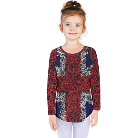 Union Jack Flag Uk Patriotic Kids  Long Sleeve Tee by Celenk