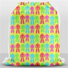 Colorful Robots Drawstring Bag (large) by snowwhitegirl