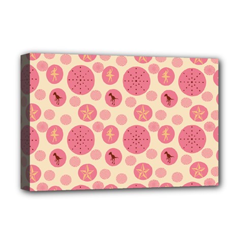 Cream Retro Dots Deluxe Canvas 18  X 12   by snowwhitegirl