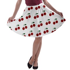 Cherries A-line Skater Skirt by snowwhitegirl