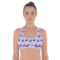 Blue Cherries Cross Back Sports Bra by snowwhitegirl