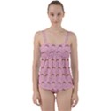 Pink Beige Hats Twist Front Tankini Set View1