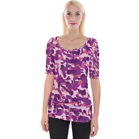 Pink Camo Wide Neckline Tee by snowwhitegirl