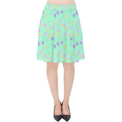 Minty Hearts Velvet High Waist Skirt by snowwhitegirl