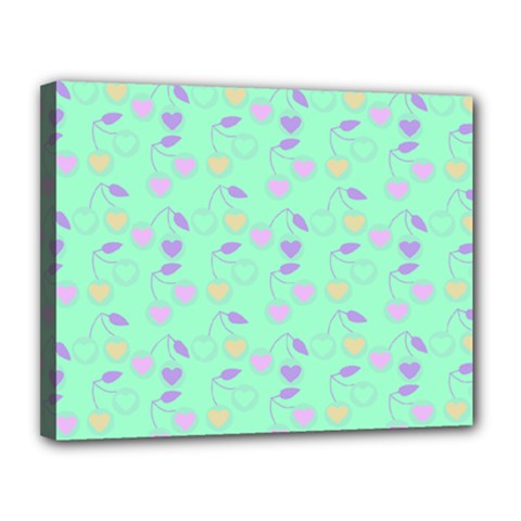 Mint Heart Cherries Canvas 14  X 11  by snowwhitegirl