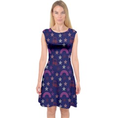 Music Stars Navy Capsleeve Midi Dress by snowwhitegirl