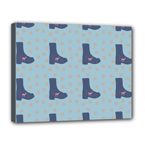 Deer Boots Teal Blue Canvas 14  X 11  by snowwhitegirl