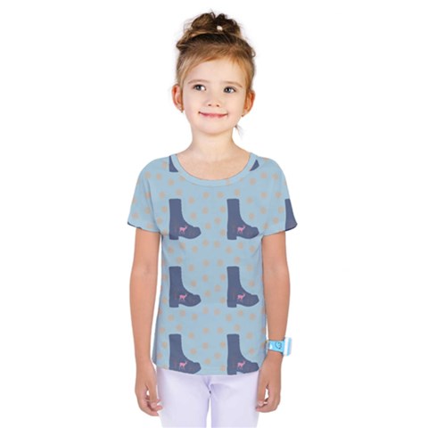 Deer Boots Teal Blue Kids  One Piece Tee by snowwhitegirl