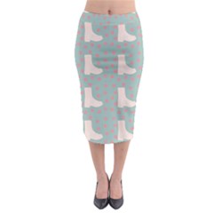 Deer Boots Blue White Midi Pencil Skirt by snowwhitegirl