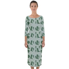 Green Boots Quarter Sleeve Midi Bodycon Dress by snowwhitegirl