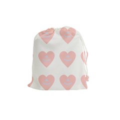 Cupcake White Pink Drawstring Pouches (medium)  by snowwhitegirl