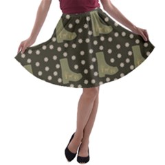 Charcoal Boots A-line Skater Skirt by snowwhitegirl