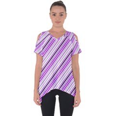 Purple Diagonal Lines Cut Out Side Drop Tee by snowwhitegirl