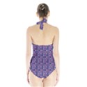 Violet Grey Purple Eggs On Grey Blue Halter Swimsuit View2