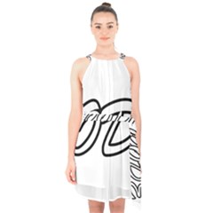 Code White Halter Collar Waist Tie Chiffon Dress by Code