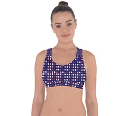 Peach Purple Eggs On Navy Blue Cross String Back Sports Bra by snowwhitegirl