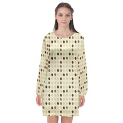 Brown Green Grey Eggs Long Sleeve Chiffon Shift Dress  by snowwhitegirl