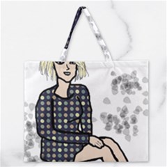 Girl Sitting Zipper Large Tote Bag by snowwhitegirl