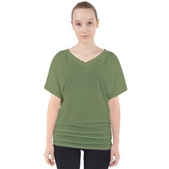 Earth Green V-neck Dolman Drape Top by snowwhitegirl