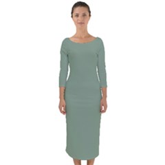 Mossy Green Quarter Sleeve Midi Bodycon Dress by snowwhitegirl