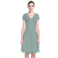 Mossy Green Short Sleeve Front Wrap Dress by snowwhitegirl