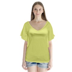 Avocado V-neck Flutter Sleeve Top by snowwhitegirl