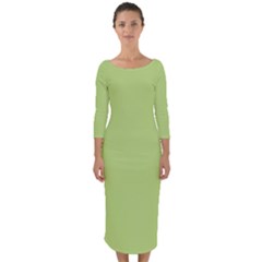 Grassy Green Quarter Sleeve Midi Bodycon Dress by snowwhitegirl