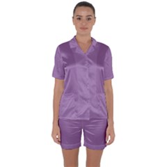 Grey Lily Satin Short Sleeve Pyjamas Set by snowwhitegirl