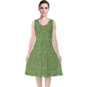 Stars In The Wooden Forest Night In Green V-Neck Midi Sleeveless Dress  View1