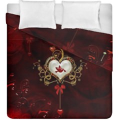 Wonderful Hearts With Dove Duvet Cover Double Side (king Size) by FantasyWorld7