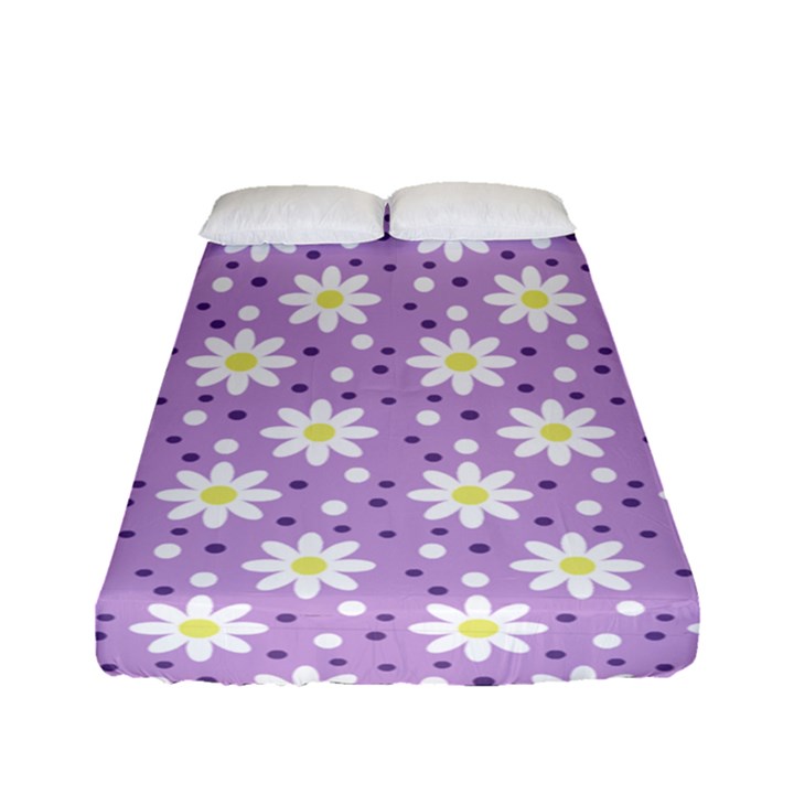 Daisy Dots Lilac Fitted Sheet (Full/ Double Size)