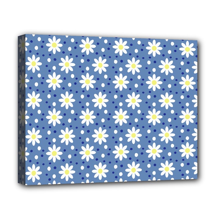 Daisy Dots Blue Deluxe Canvas 20  x 16  