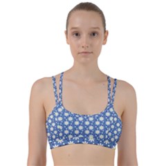 Daisy Dots Blue Line Them Up Sports Bra by snowwhitegirl