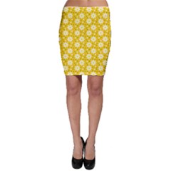 Daisy Dots Yellow Bodycon Skirt by snowwhitegirl