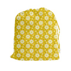 Daisy Dots Yellow Drawstring Pouches (xxl) by snowwhitegirl