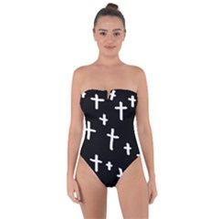 White Cross Tie Back One Piece Swimsuit by snowwhitegirl