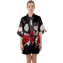 Cupid Girl Quarter Sleeve Kimono Robe by Valentinaart