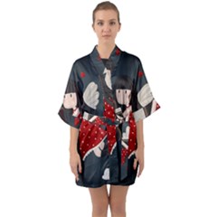 Cupid Girl Quarter Sleeve Kimono Robe by Valentinaart