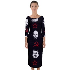 Communist Leaders Quarter Sleeve Midi Bodycon Dress by Valentinaart