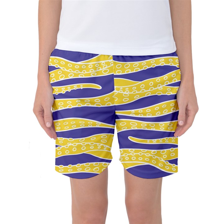 Yellow Tentacles Women s Basketball Shorts