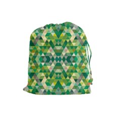 Forest Abstract Geometry Background Drawstring Pouches (large)  by Nexatart