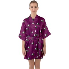 Pink Flowers Magenta Big Quarter Sleeve Kimono Robe by snowwhitegirl