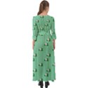 Pink Flowers Green Big Button Up Boho Maxi Dress View2