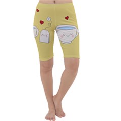 Cute Tea Cropped Leggings  by Valentinaart