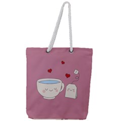 Cute Tea Full Print Rope Handle Tote (large) by Valentinaart