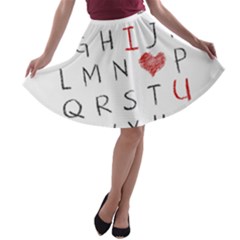 Love Alphabet A-line Skater Skirt by Valentinaart