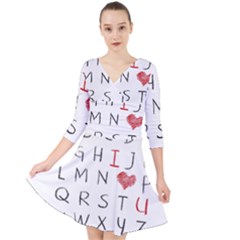 Love Alphabet Quarter Sleeve Front Wrap Dress	 by Valentinaart