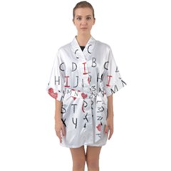 Love Alphabet Quarter Sleeve Kimono Robe by Valentinaart